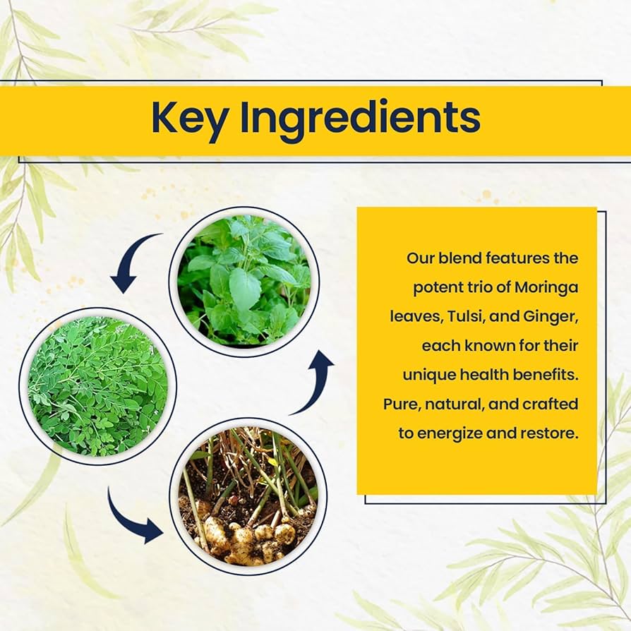 Pure Moringa Leaves Tea Blend with Tulsi & Ginger
